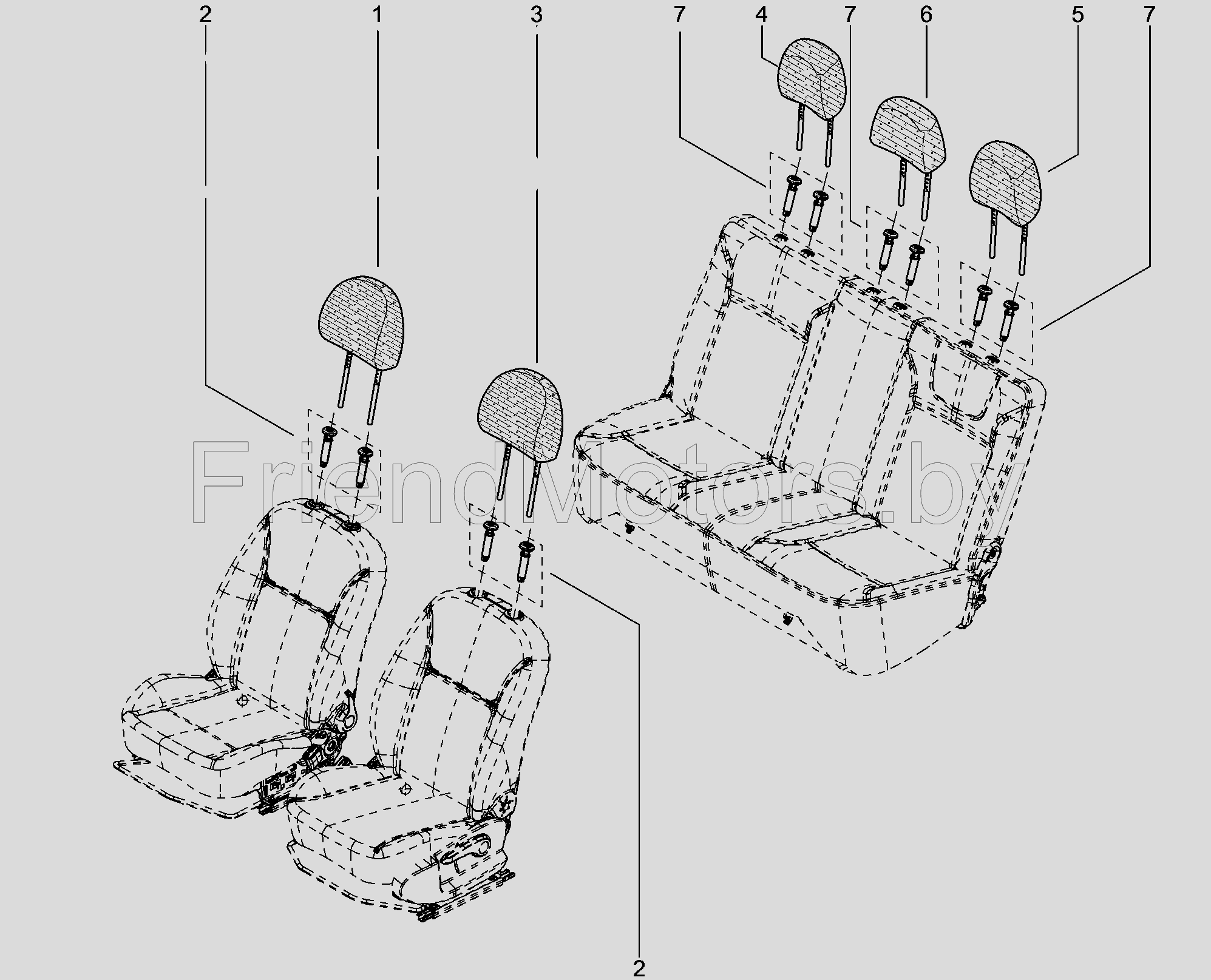 АвтоКаталог-онлайн AutoSoft Версия 46 - Легковые автомобили ВАЗ Lada Xray  790120. Подголовники сидений