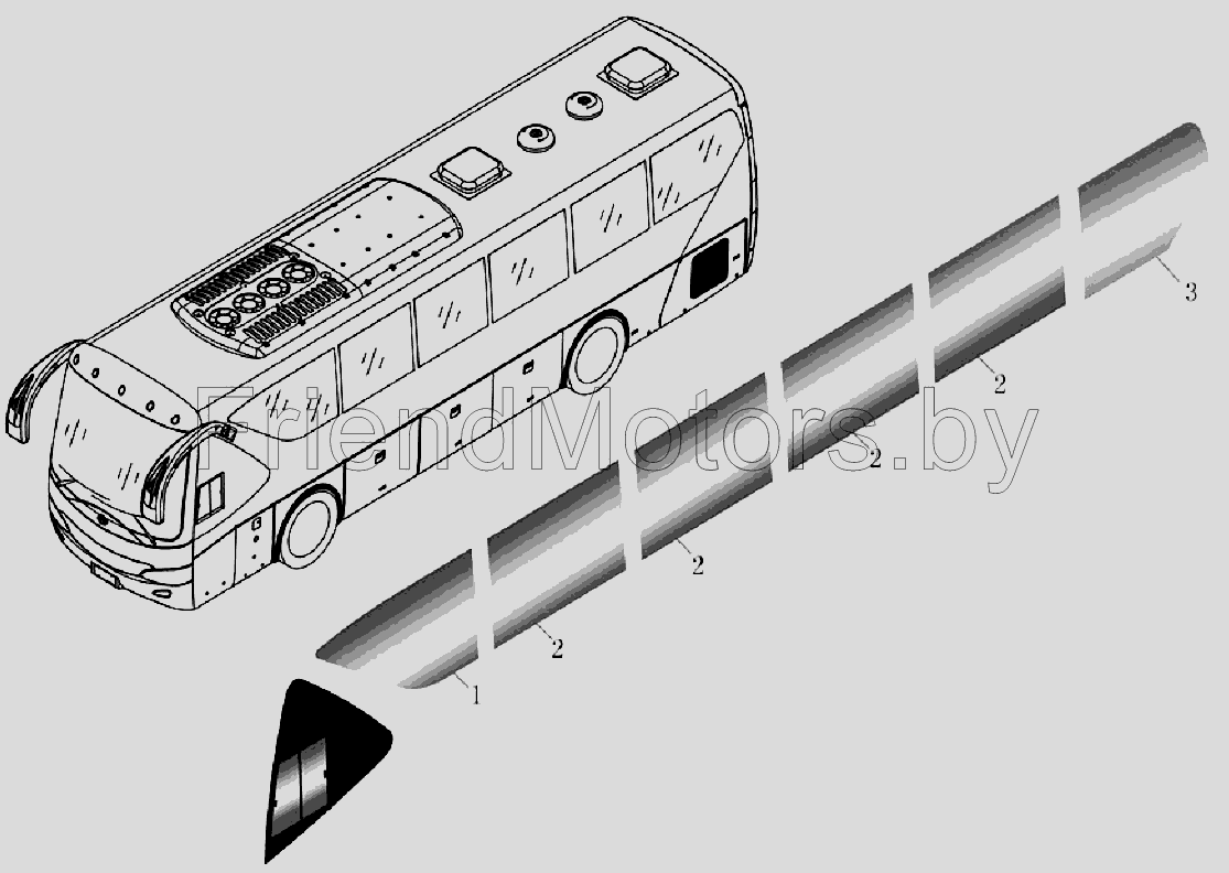 АвтоКаталог-онлайн AutoSoft Версия 46 - Автобусы Yutong Автобус ZK6119HA-3  B106-5403 Сборка бокового окна в сборе (1)